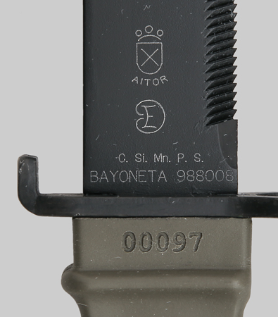 Image of Spanish KCB-77 M1/KH-JS bayonet used with the G36 assault rifle.