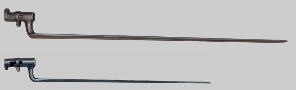 Image of Swedish m/1860 vs. U.S. M1873 Bayonet Comparison.