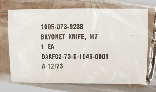 Image of Imperial Knife Co. 2nd 1973 Contract M7 Bayonet in Original Packaging.