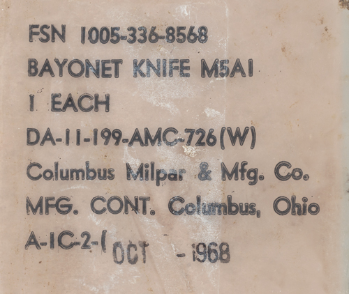 Image of U.S. M5A1 bayonet by Columbus Milpar & Manufacturing Co.